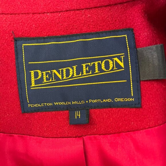 Pendleton Woman's Red 100% Italian Fabric Merino Wool Outdoor Warm Jacket Sz 14 - Picture 3 of 11
